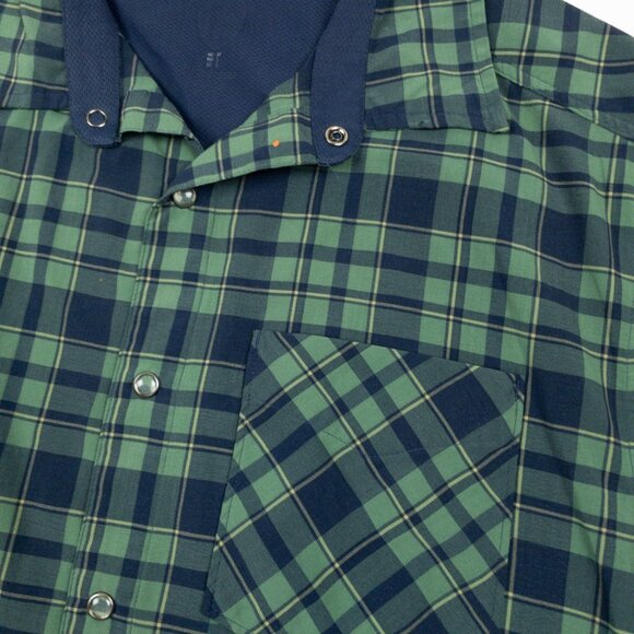 Club Ride Pearl Snap Shirt Men's Medium Green Plaid Outdoor Cycling Stretch - Picture 5 of 16